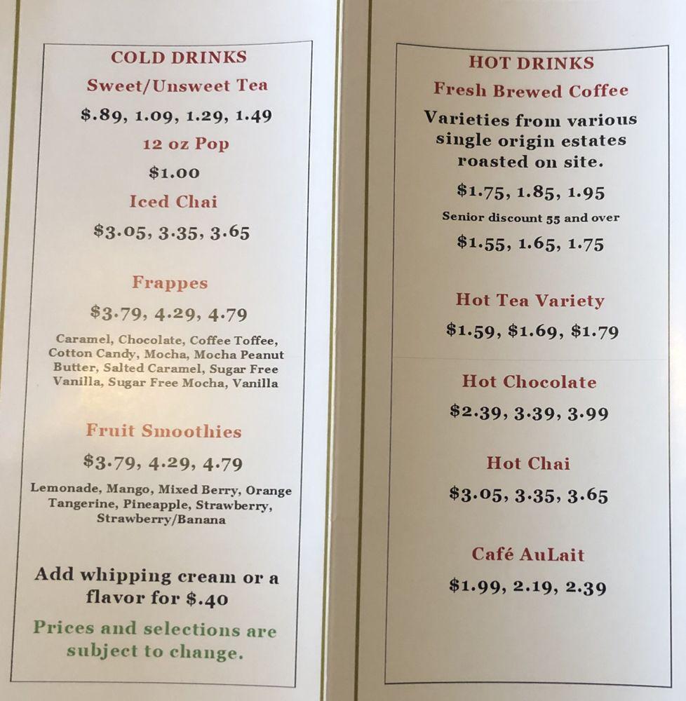 Menu at Greene Beanery cafe, Peebles