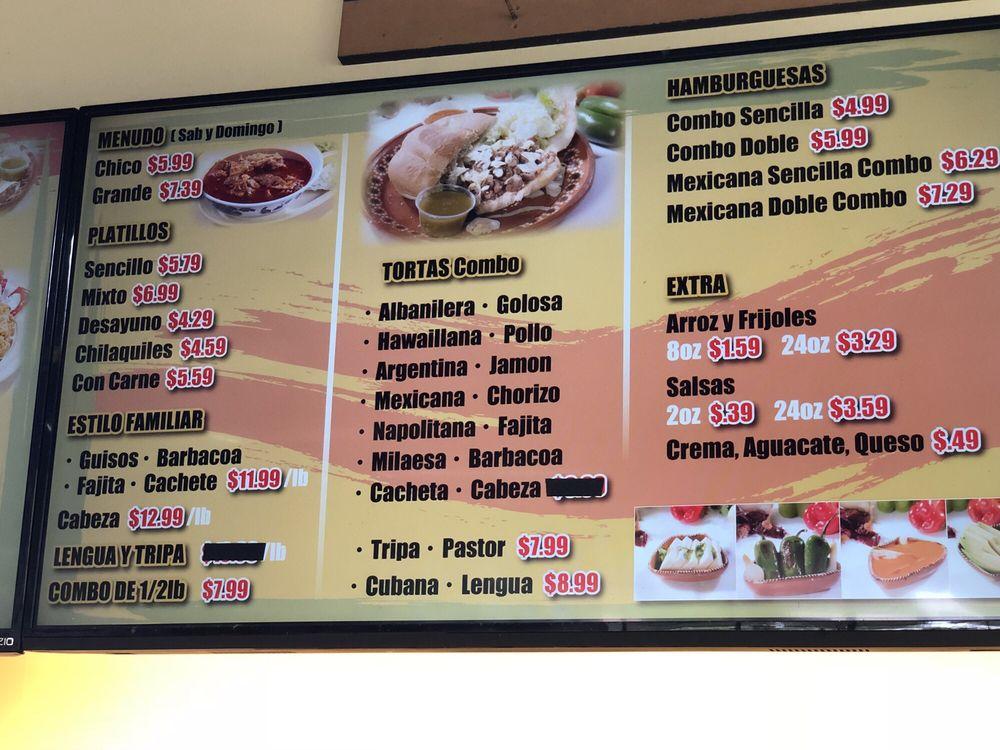 Menu at TAQUERIA DIANA 2 restaurant, Garland, S First St suite B