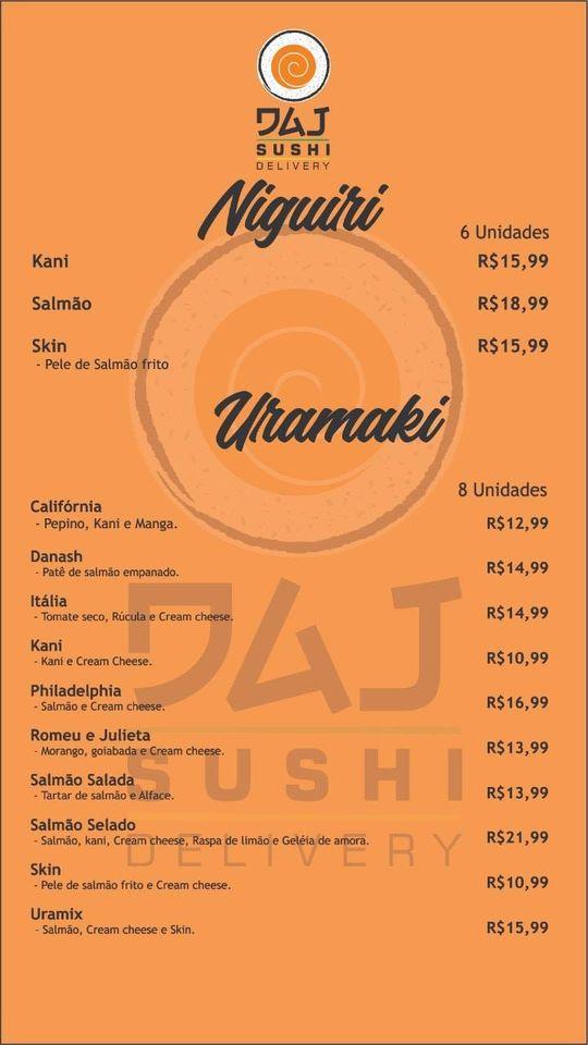 Daj Sushi Delivery cardápio