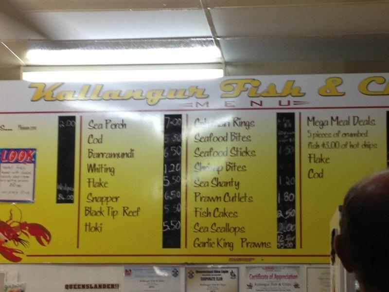 Menu at Kallangur Fish and Chips fast food, Kallangur