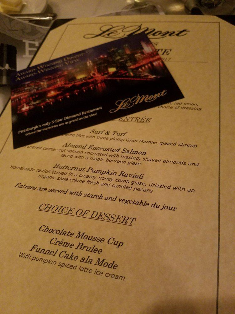 Menu at LeMont Restaurant, Pittsburgh