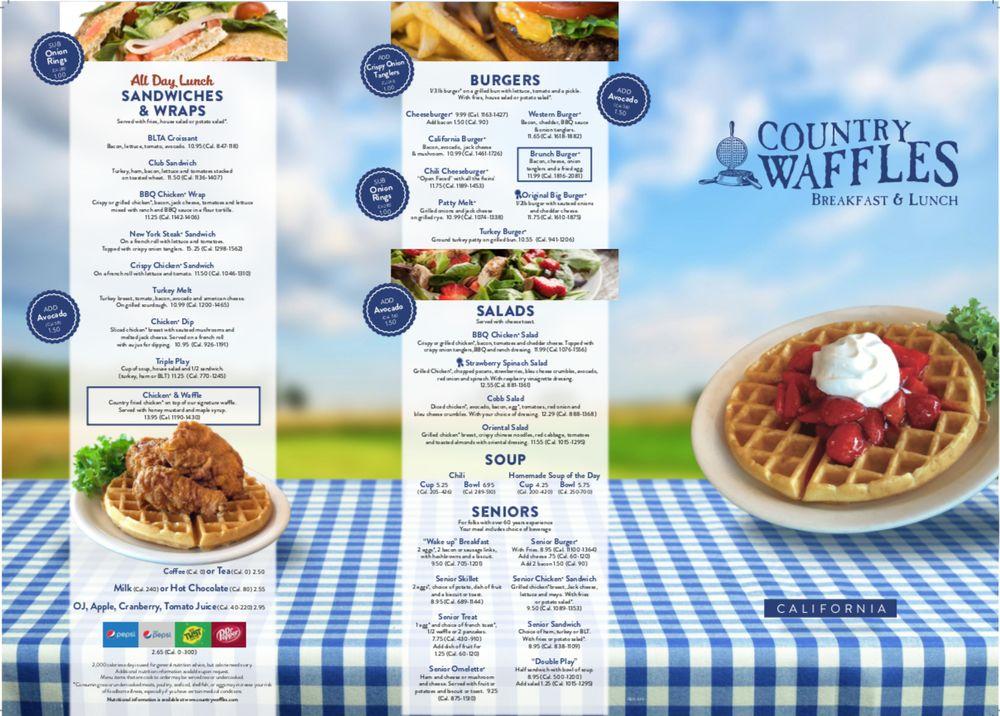Menu at Country Waffles Merced restaurant, Merced, W Olive Ave