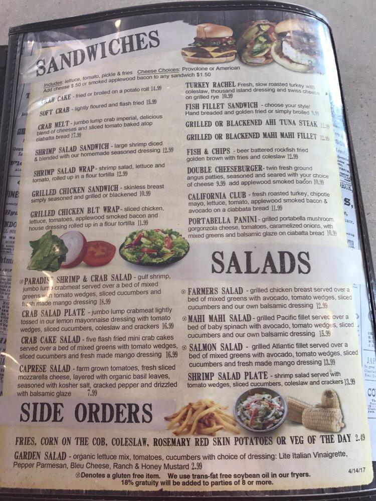 Menu at Fisherman's Crab Deck restaurant, Grasonville