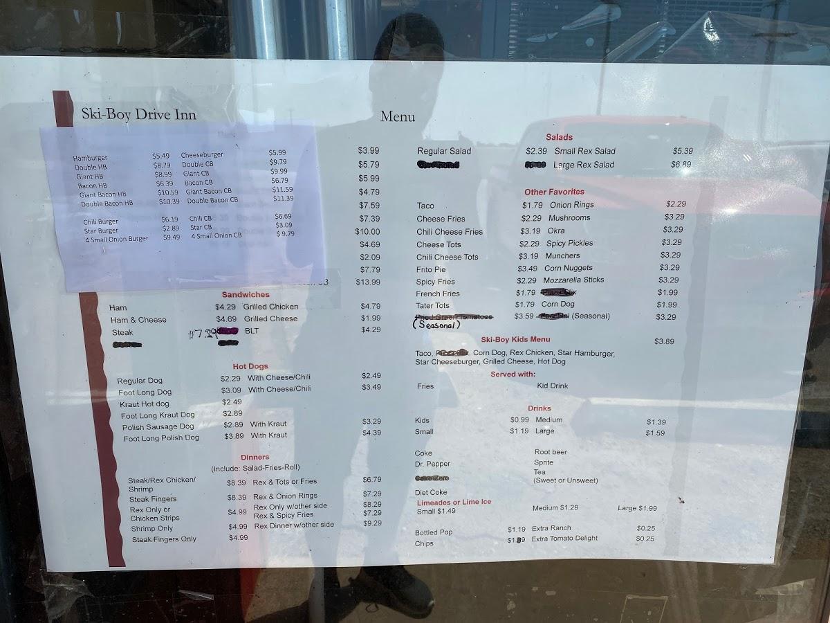 Menu at SkiBoy Drive Inn restaurant, Fort Cobb