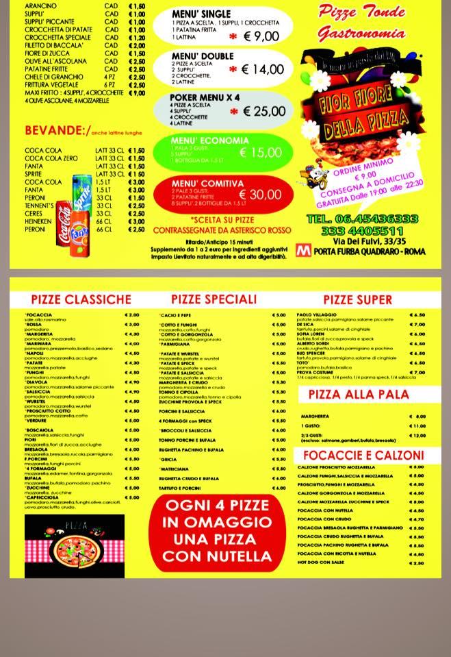 Menu di Hosteria La Fior Fiore Roma 