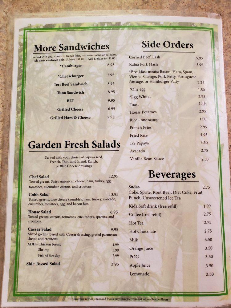 Menu at Bamboo Grille Maui restaurant, Wailuku