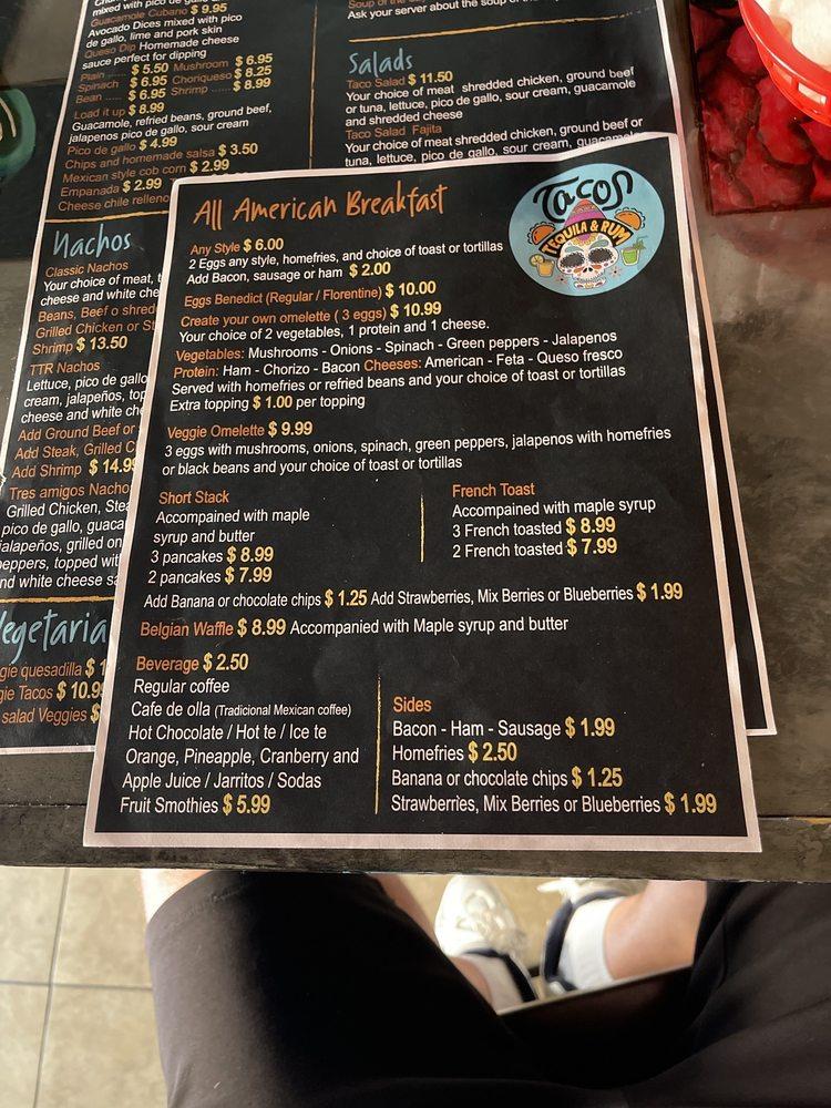 Menu at Tacos, Tequila & Rum pub & bar, Clearwater