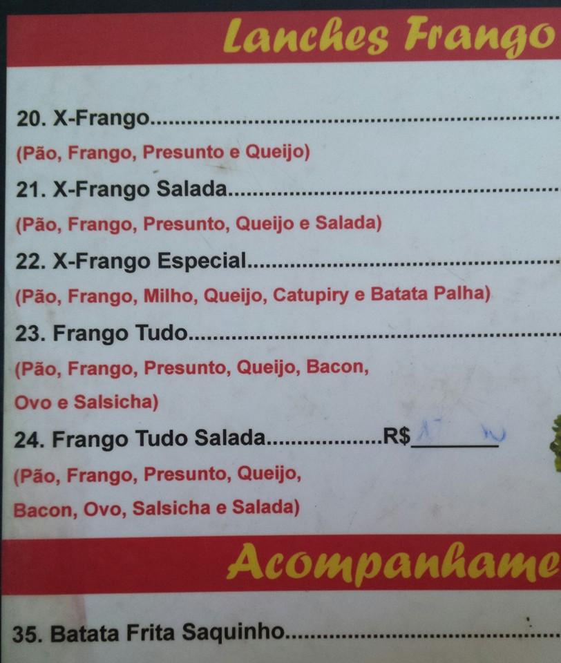 Xanim Lanches cardápio