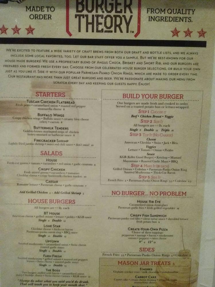 Menu at Burger Theory restaurant, Stockbridge