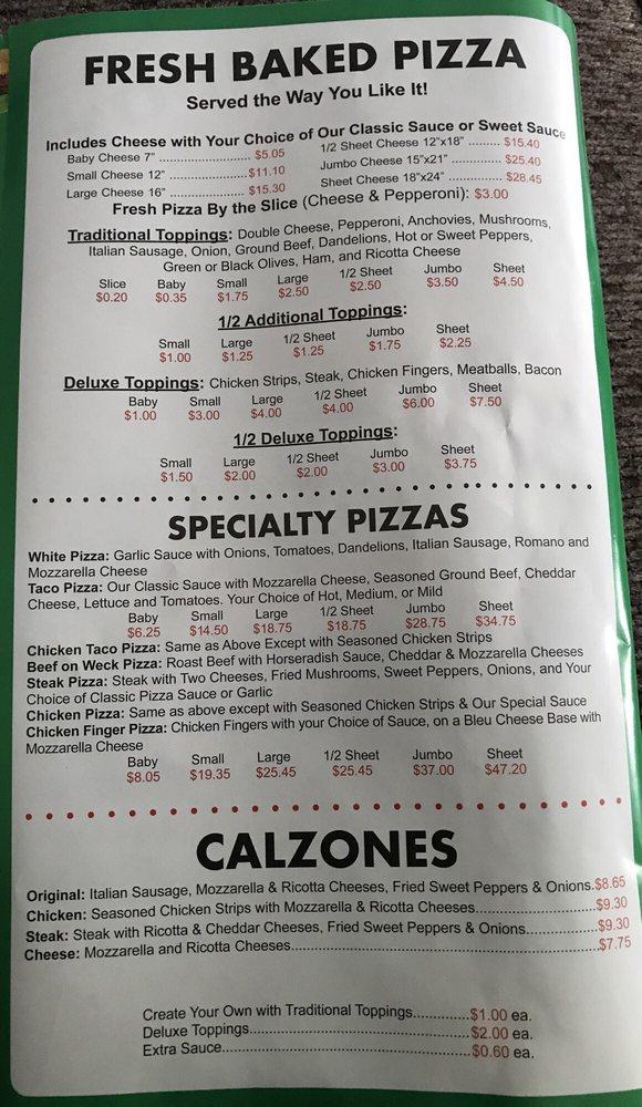 Menu at Raymondo's Pizzeria, Buffalo