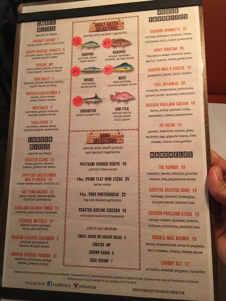 Menu at The Rusty Hook Tavern pub & bar, Pompano Beach