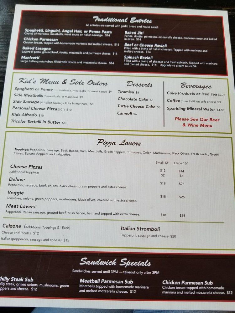 Menu at Olive Cove Italian Kitchen restaurant, Yulee