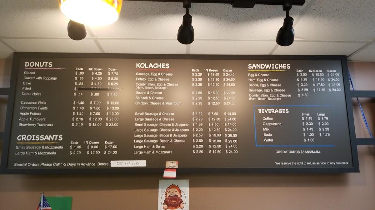 Menu at Simply Donuts, Houston, Gessner Rd