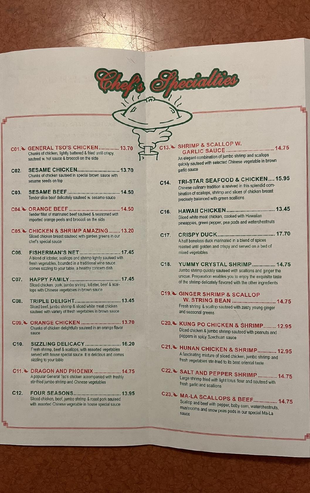 Menu at Yummy Garden restaurant, Barre