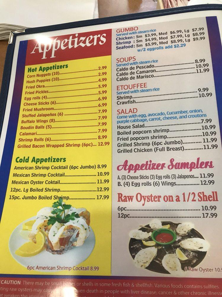 Menu at Baytown Seafood Freeport restaurant, Freeport