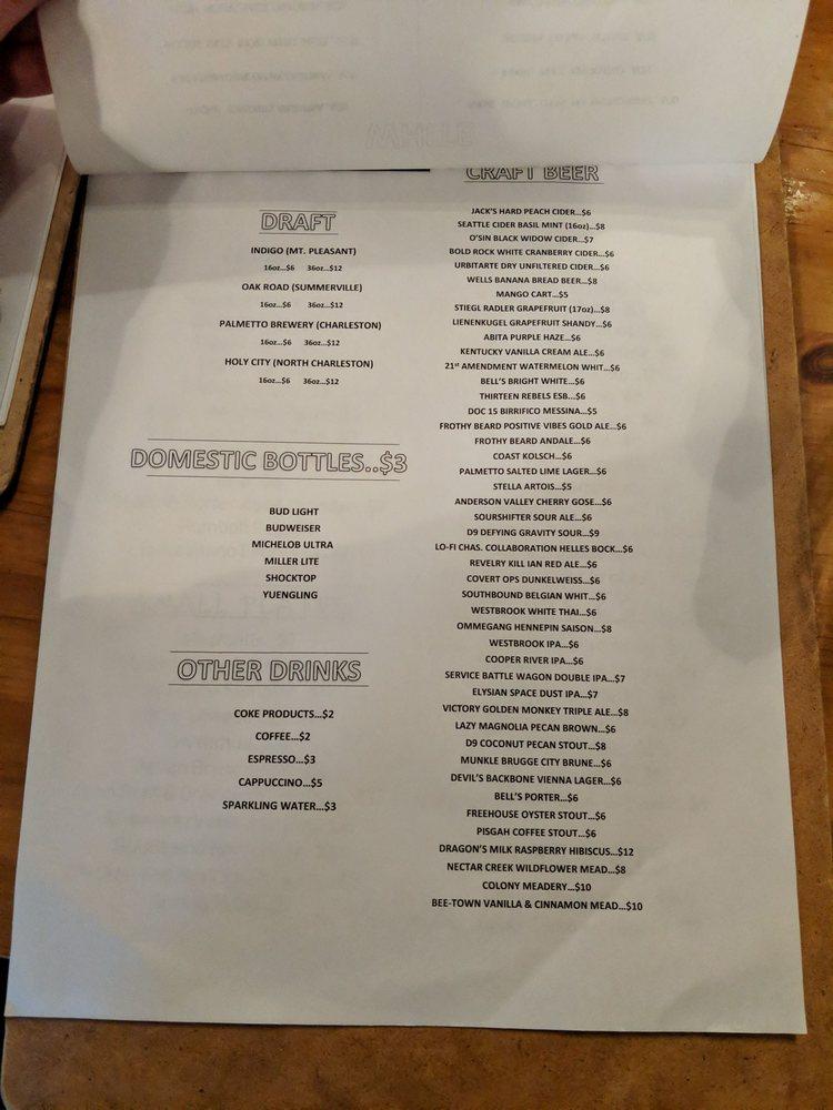 Menu at Wine & Tapas Bar, Summerville