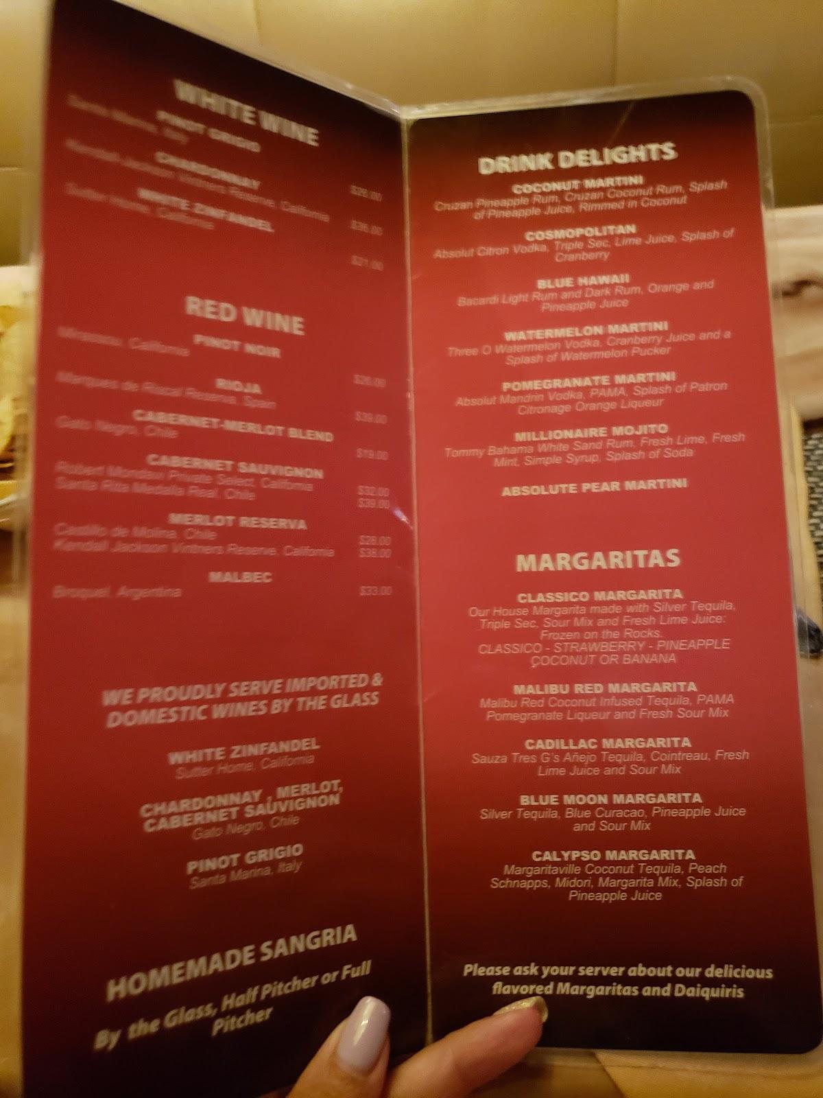 Menu at Casa Vieja restaurant, Brentwood