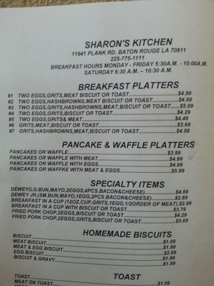 Menu at Sharon's Kitchen fast food, Baton Rouge
