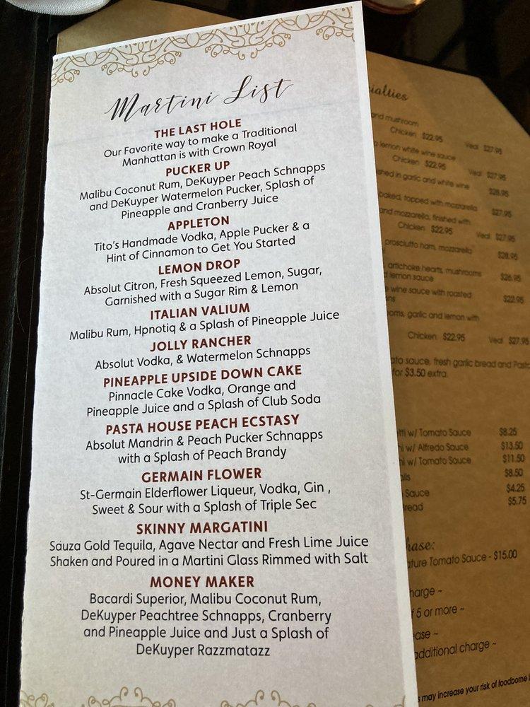 Carta del restaurante Pasta House,