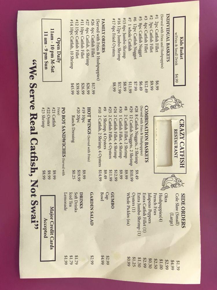 Menu at Crazy Catfish Restaurant, Garland, 805 W Centerville Rd