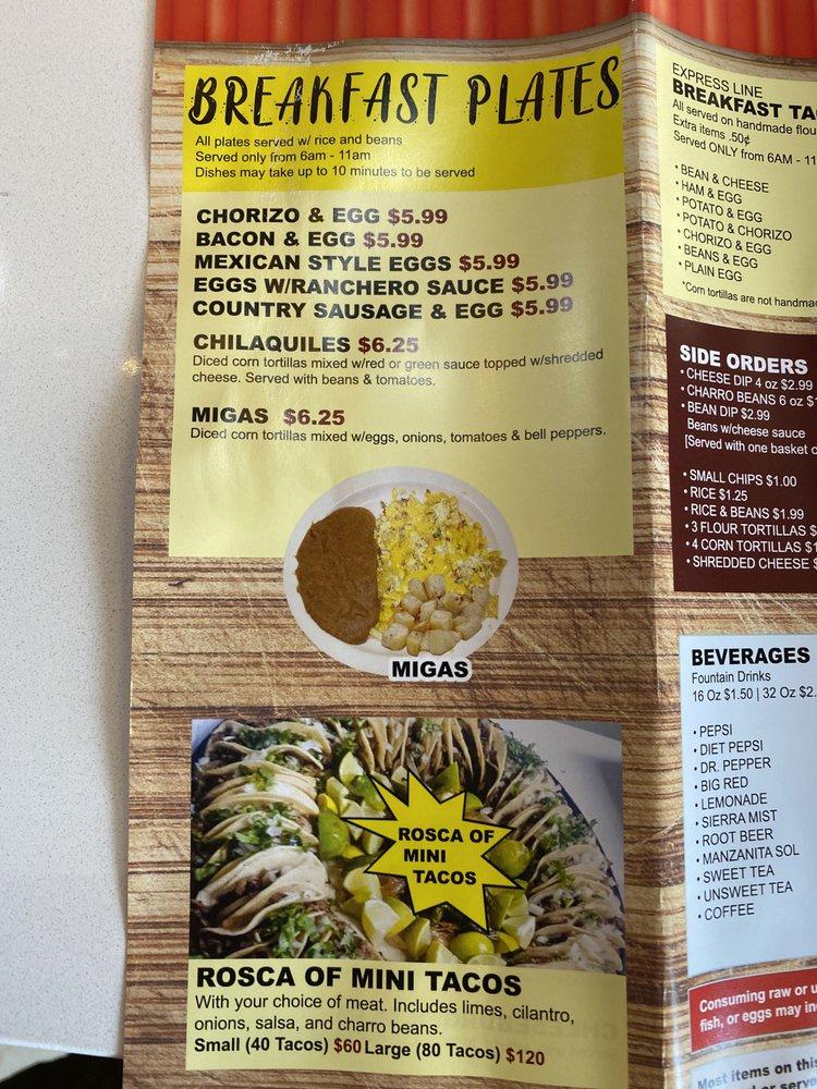 Menu at La Fonda Express restaurant, San Antonio, 15415 Applewhite Rd 109