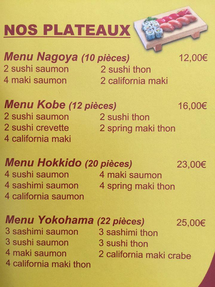 Menu de L'Elixir d'Amour