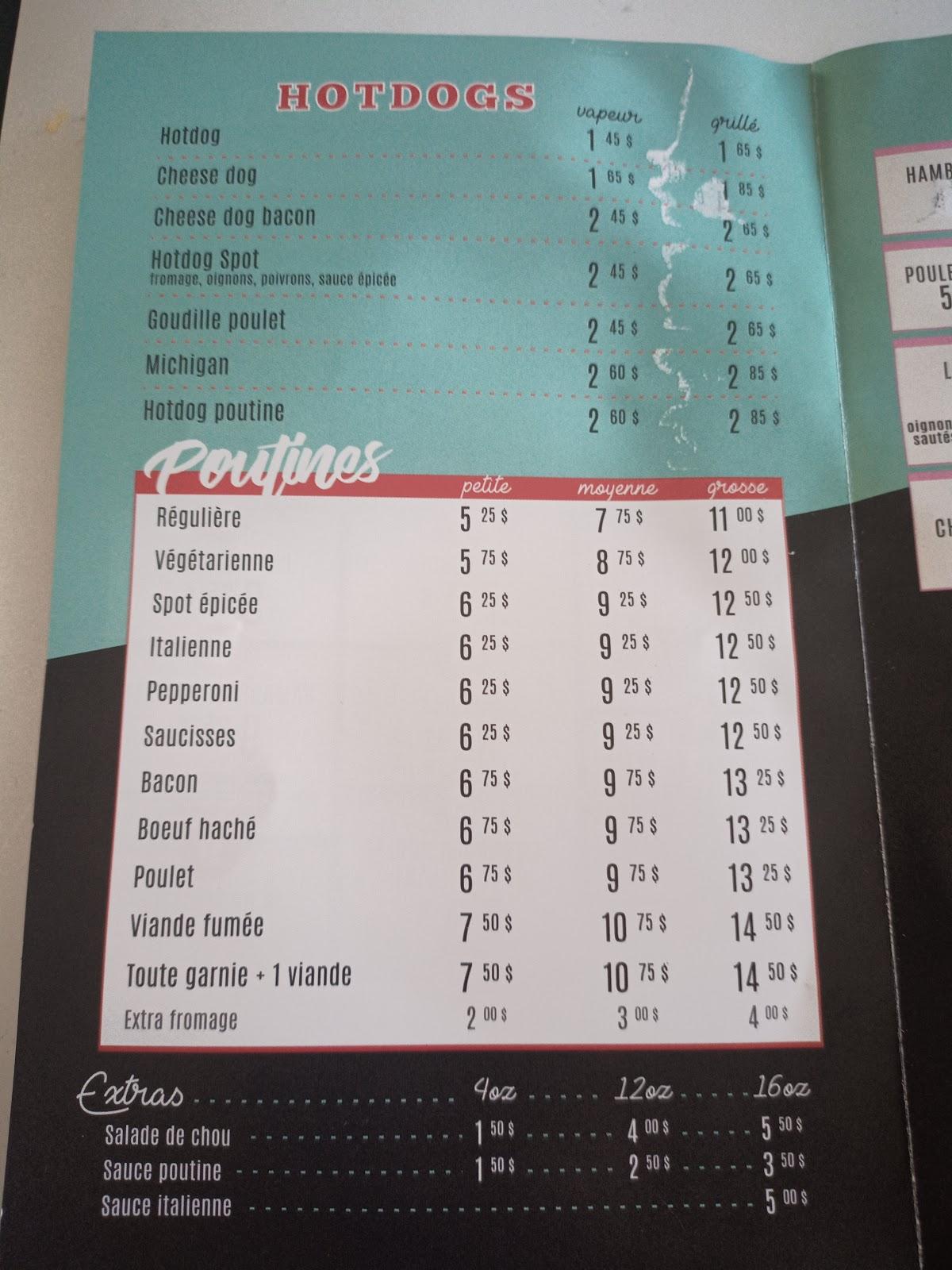 Menu au Le Spot A Ben restaurant, Les Coteaux, 195 Route