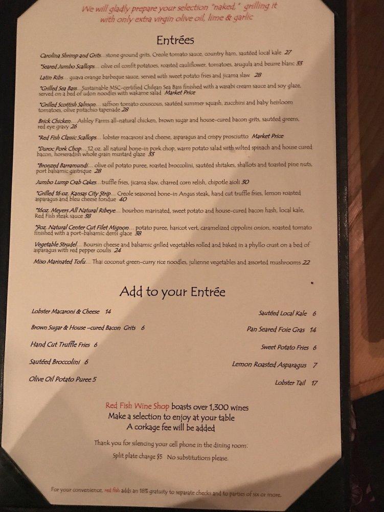 Menu at Red Fish Restaurant, Hilton Head Island