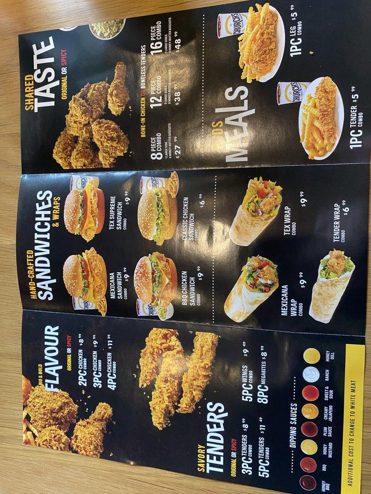 Menu at Church's Texas Chicken 7700 Hurontario St, Ontario fast food ...