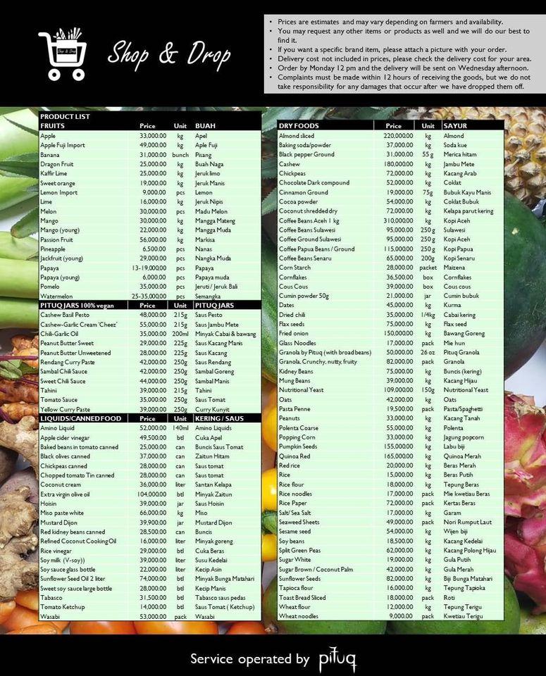 Menu At Pituq Restaurant Gili Indah