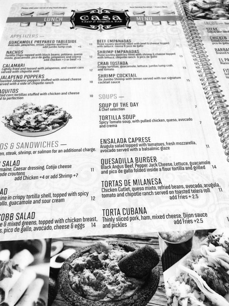 Carta de Casa Taco & Tequila Bar, Atlantic City