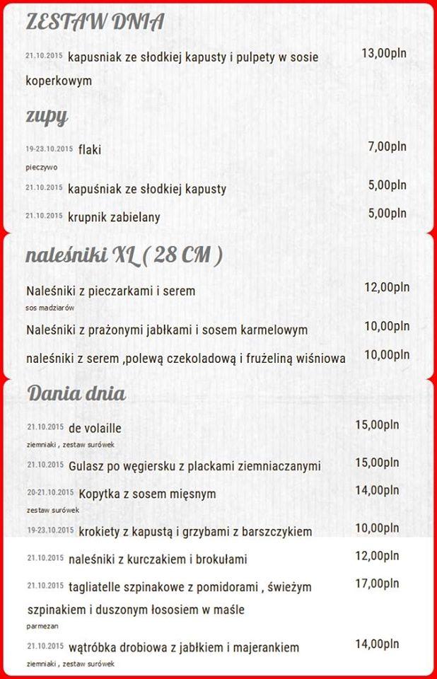 Menu at Jak u Mamy restaurant, Goleniów