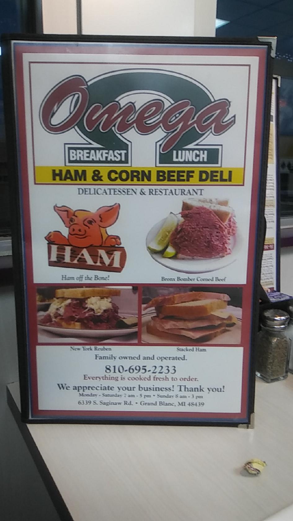 Menu at Omega Ham Corn Beef Deli restaurant Grand Blanc