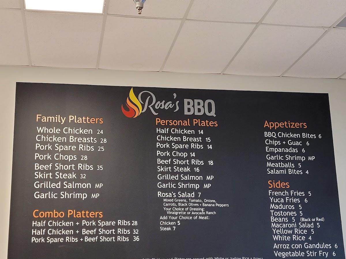 Menu at Rosa's BBQ, Spartanburg