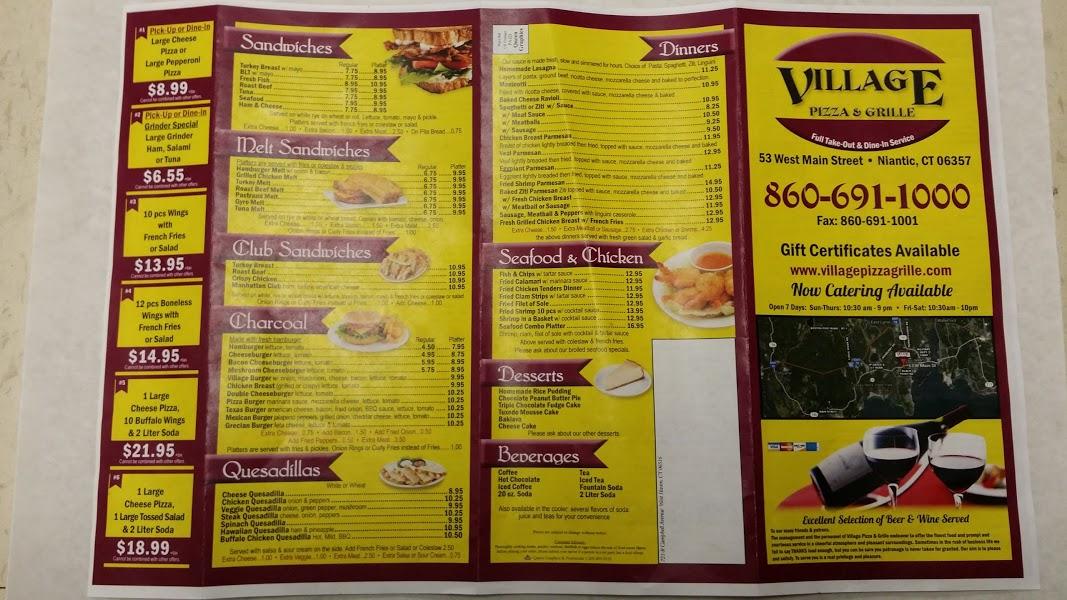 Menu at VILLAGE PIZZA &GRILLE pizzeria, East Lyme, 53 W Main St