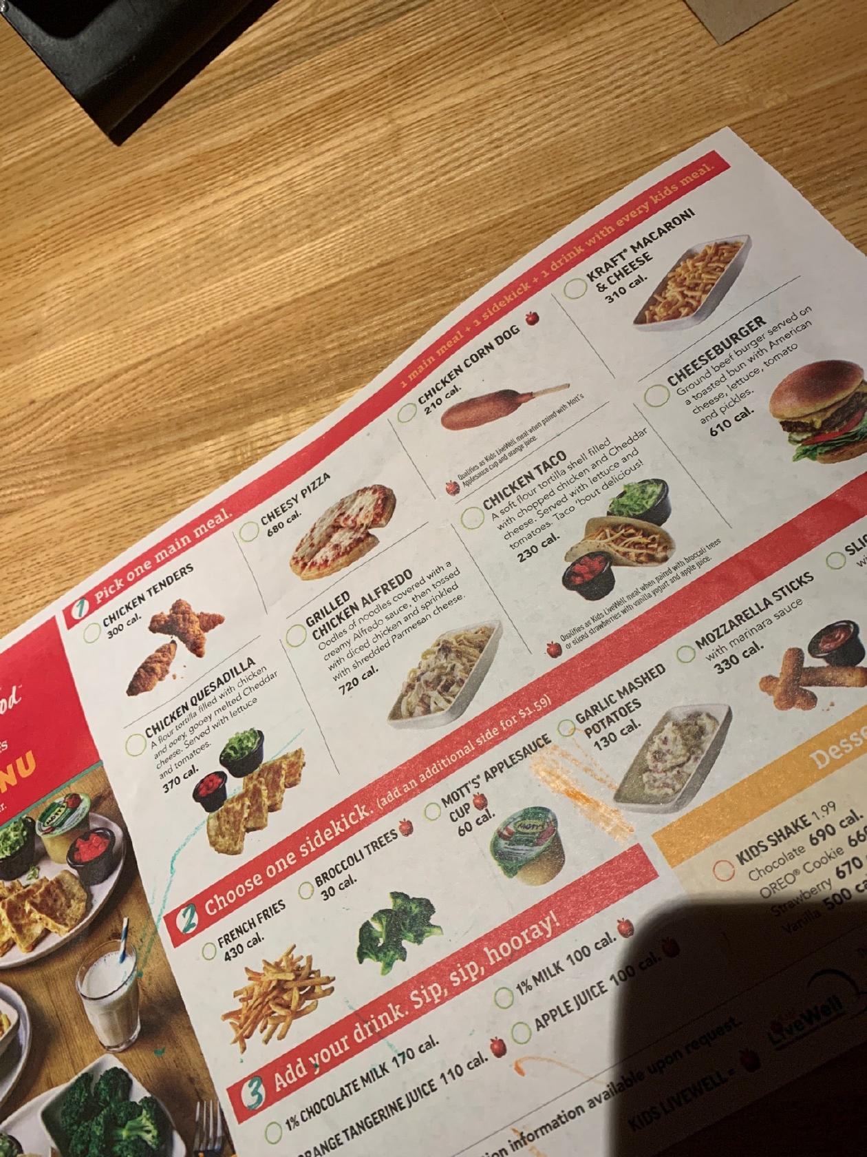 Menu at Applebee's restaurant, Fergus Falls