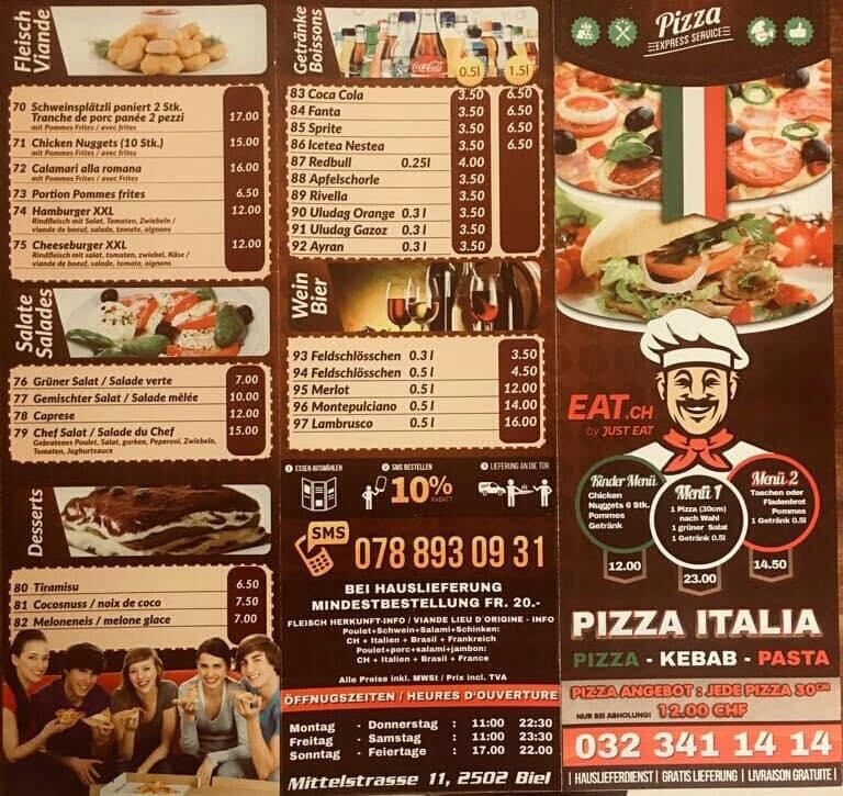Menu da Pizza Italia, Bienna