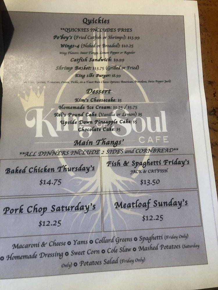 Menu at King Of Soul restaurant, Ferguson