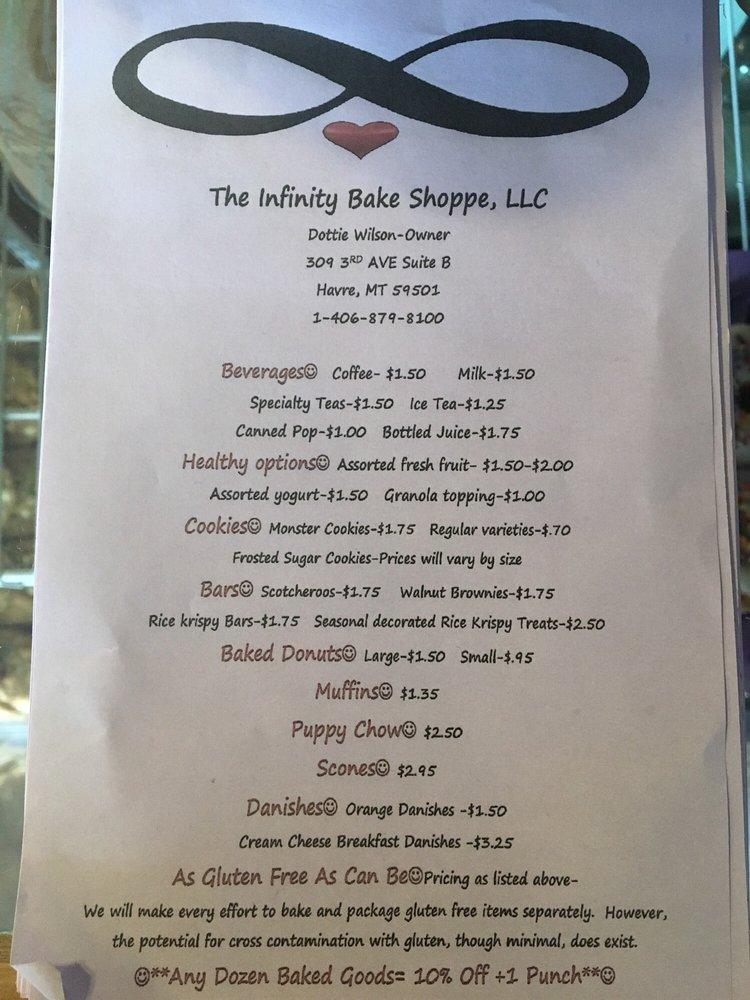 Menu at Infinity Bake Shop desserts, Havre