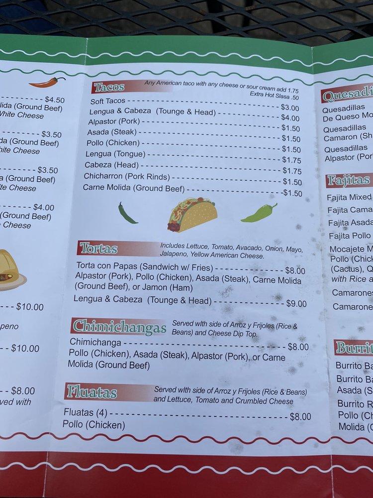 Menu at Baja Taco restaurant, Crescent City