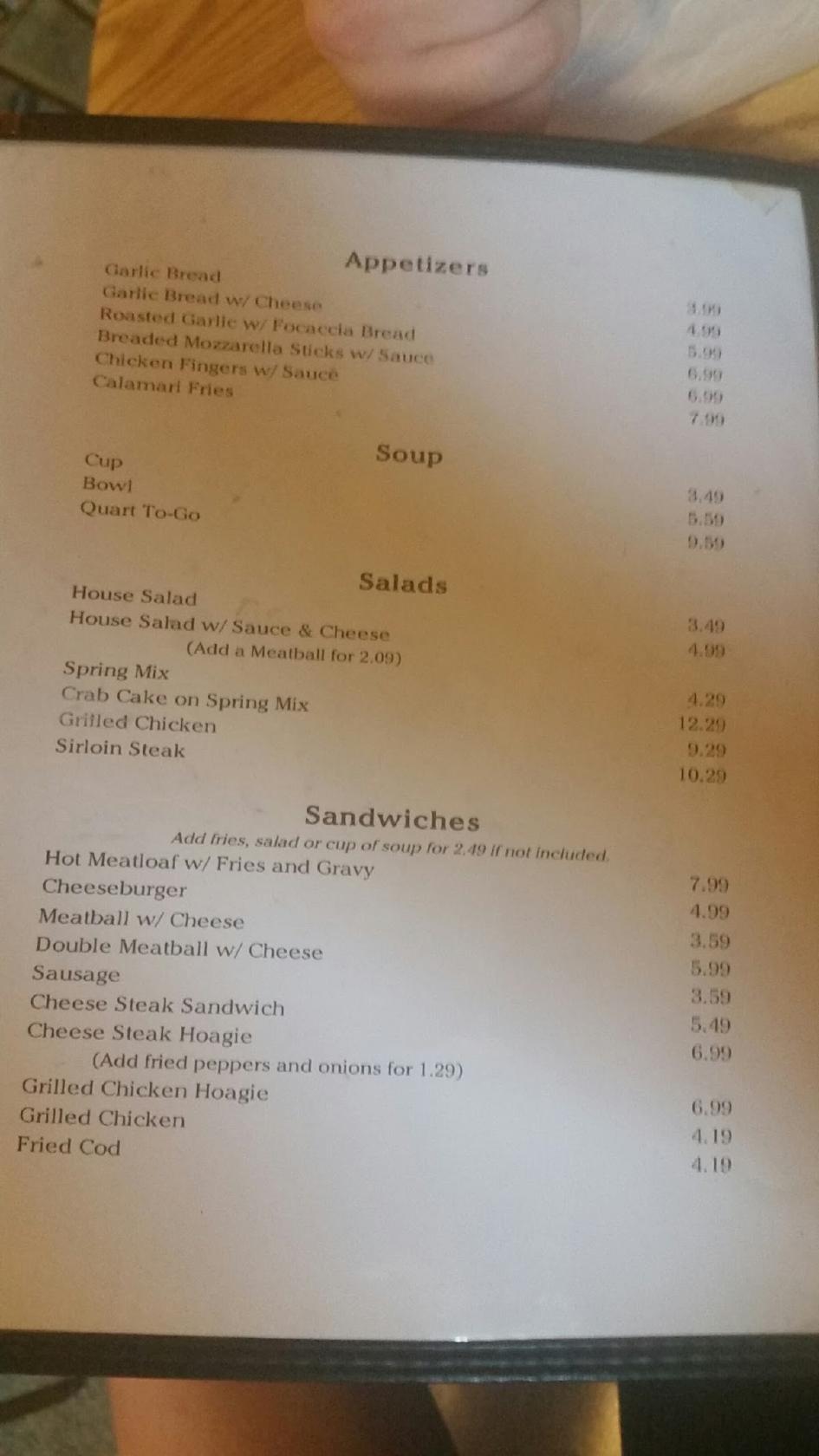 Menu at Lena's Cafe, Altoona