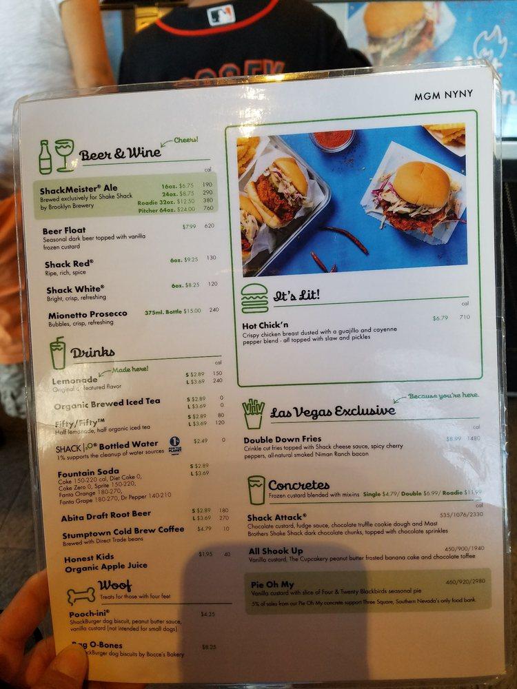 Menu at Shake Shack NYNY Hotel (LV BLVD) restaurant, Las Vegas, Las