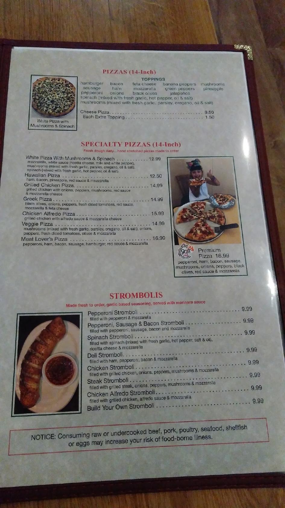 Menu at WALLBURG GRILL & PIZZERIA, Winston-Salem