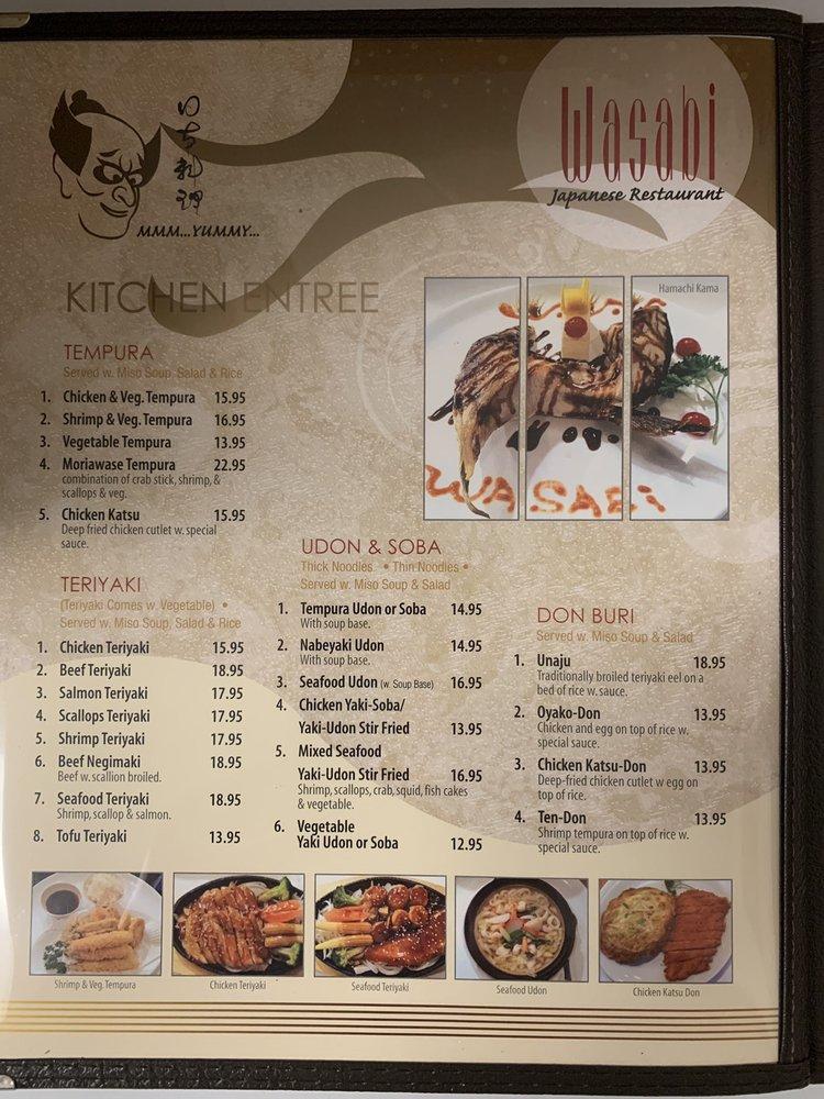 Menu at Wasabi restaurant, Hudson