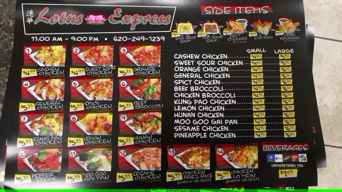 Menu At Lotus Express Restaurant Fort Scott