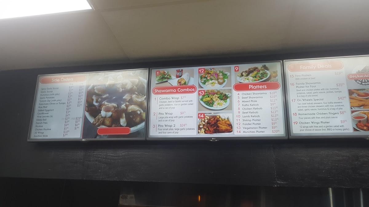 Menu at Shawarma On Wheels restaurant, Cornwall, Pitt St