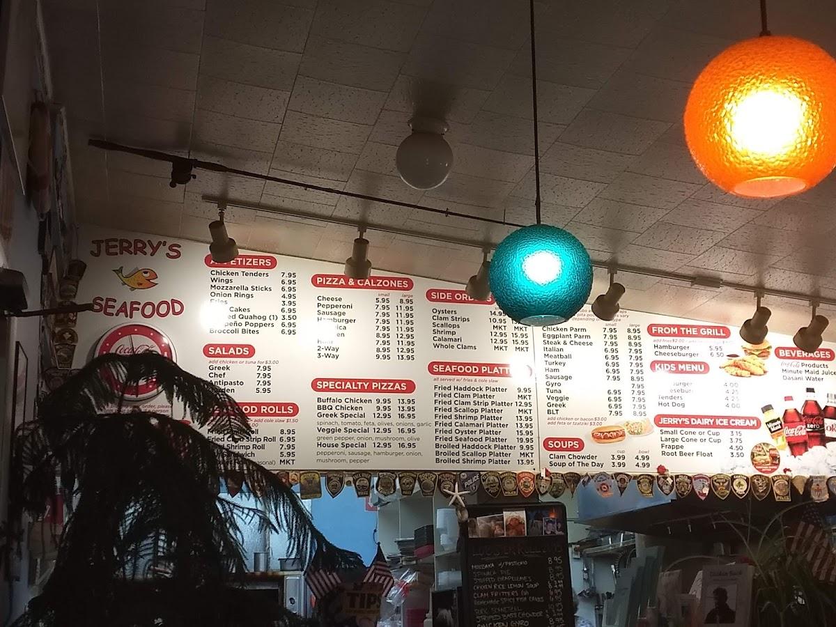 Menu at Jerry's Seafood & Dairy Freeze restaurant, Yarmouth