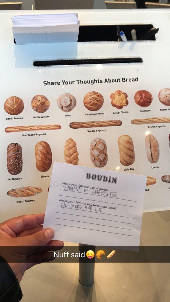Menu at Boudin Bakery, San Francisco, 160 Jefferson St
