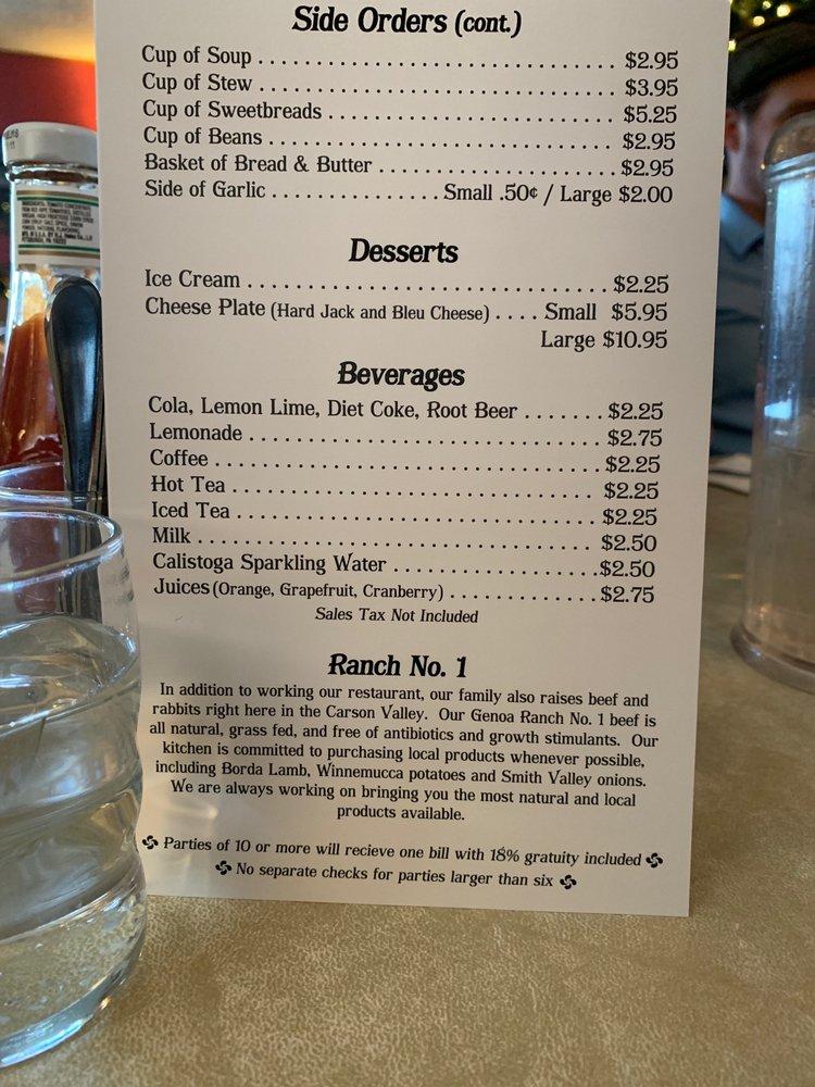 Menu at J T Basque Bar & Dining Room, Gardnerville