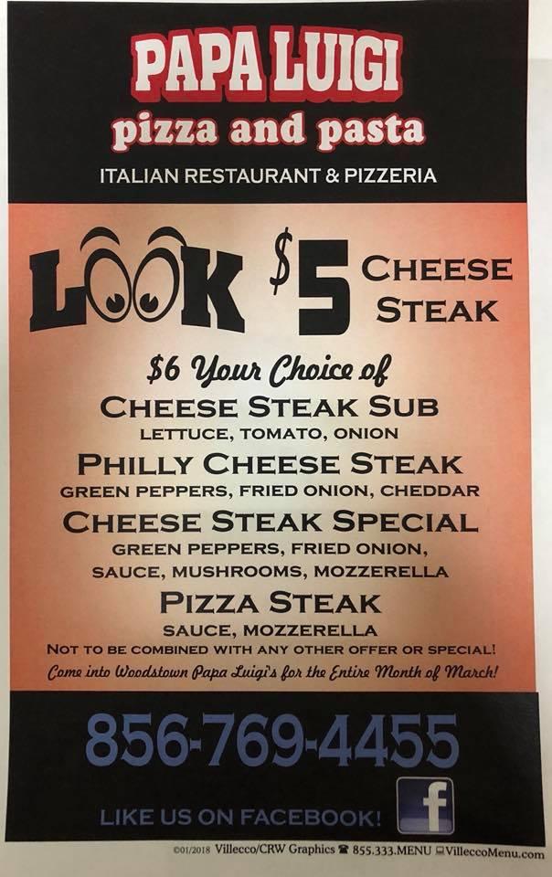 Papa Luigi's Pizzeria in Woodstown - Restaurant menu and reviews